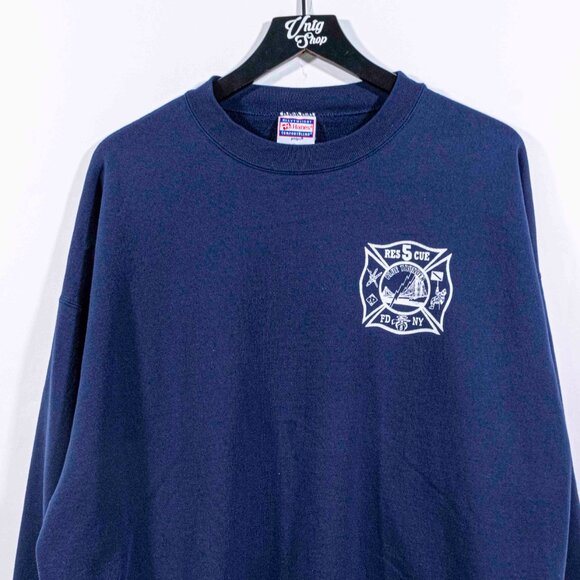 FDNY Rescue Sweatshirt Blue Thunder XXL Y2K Streetwear Distressed - Picture 3 of 10